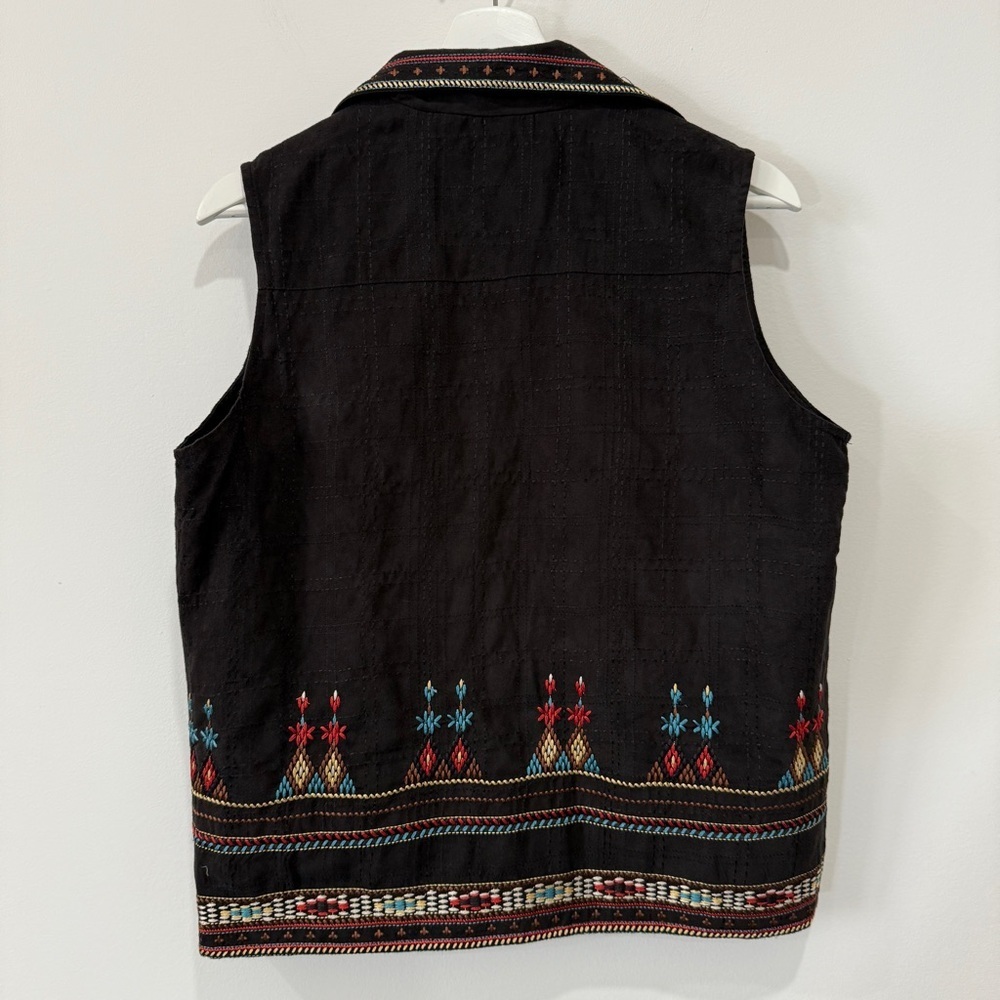 Graff Southwestern Style Black Vest with Colorful Embroidery Size M - Picture 9 of 17